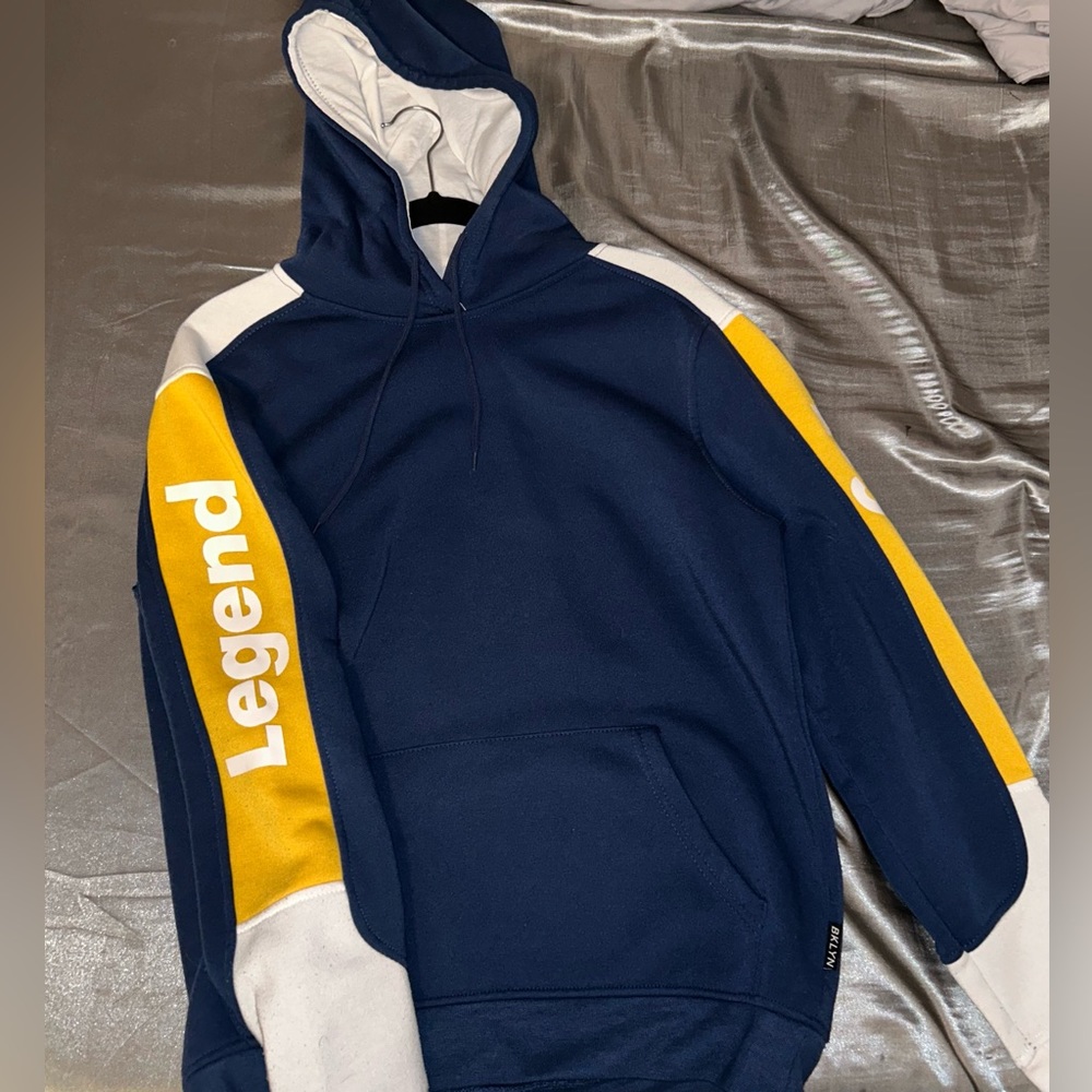 Brooklyn Cloth Legend Colorblock Hoodie (Blue, Yellow, and White).